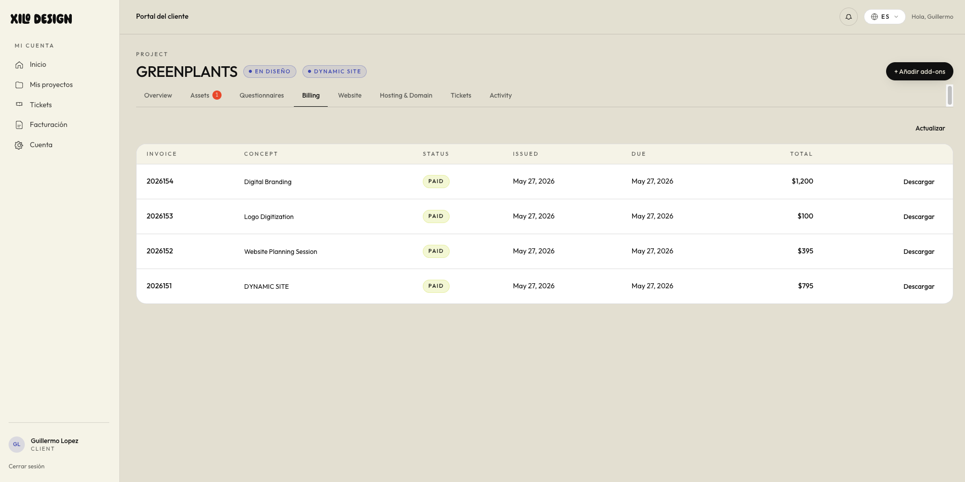 Client portal — Billing