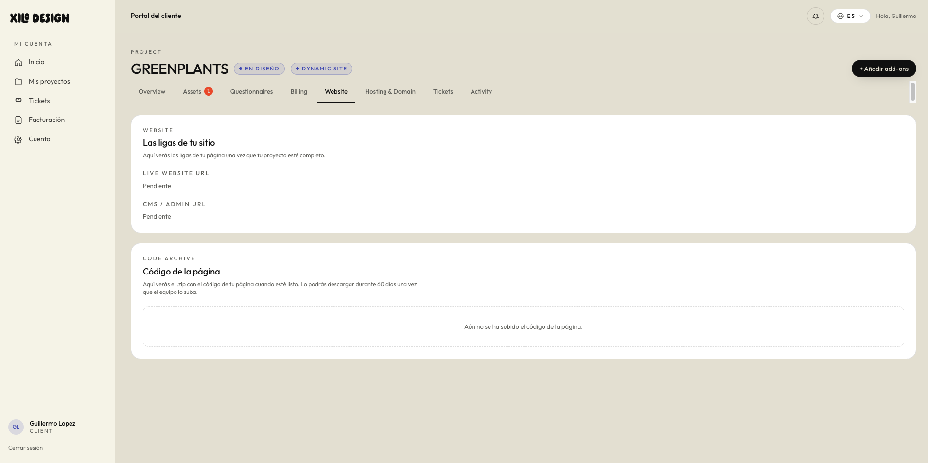 Client portal — Website